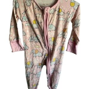 0/3 Months Little Sleepies Pink Elephant Zippy